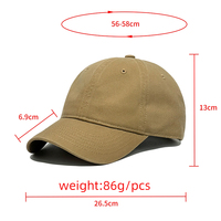 Gorra de Béisbol de 6 Paneles Bordada Personalizada, Gorra de Algodón Lavado sin Estructura, Gorra Deportiva Ajustable para Hombre y Mujer