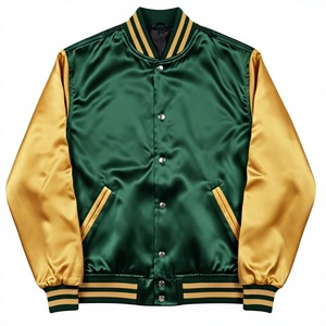 Chaqueta Bomber Casual Estilo Satinado para Hombre, Negra, Impermeable, de Lona, con Cuello Alto Bordado a Mano y Botones Cubiertos - Product Image 1