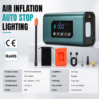 Compresseur d'air portable sans fil 7,4 V 150 PSI 1800 mAh avec jauge numérique, arrêt automatique et lumière LED 150 LM