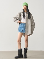 ODM OEM nouveau Vintage taille basse Mini Jean jupe Shorts décontracté été Style solide Denim délavé droite Silhouette Cargo poches