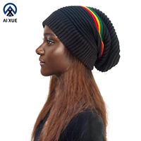 Berretto Invernale in Cotone Lavorato a Maglia Personalizzato, Cappello Caldo a Righe Lunghe Stile Rasta