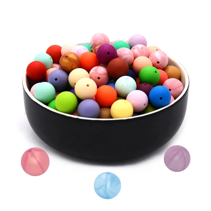 Eco-Life BPA Free Food Grade Multiwarna Bulat Karet Silikon Manik-manik Tumbuh Gigi Jumlah Besar