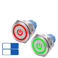 Interrupteur à bouton-poussoir en métal autobloquant 19mm pour panneau d'alimentation circulaire étanche