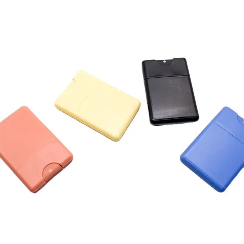 Bouteille de poche rechargeable pour désinfectant pour les mains, 20ml, vaporisateur de carte de crédit en plastique pour téléphone portable plat