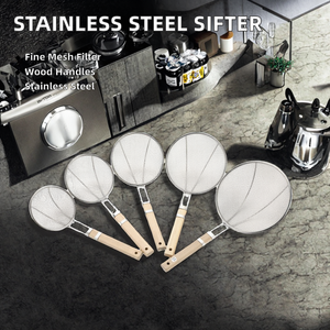 Yolecen Hot Selling Stainless Steel Fine Mesh Chinois <strong>Cooking</strong> Utensils <strong>Sieve</strong> with Wooden Handle Metal Wire Mesh Skimmer - Product Image 3
