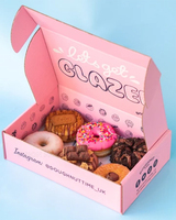Paquet de boîte d'impression personnalisée boîtes pliables Mochinut Mochi beignet rose pour l'emballage