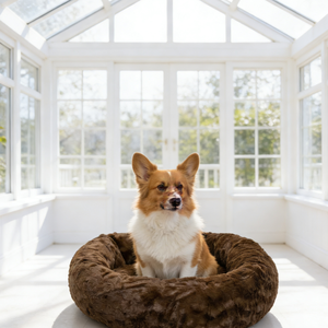 سرير الكلاب الأصلي المهدئ على شكل دونات، سرير حيوانات أليفة قابل للغسل من الفرو الصناعي الفاخر للقطط والكلاب الصغيرة حتى وزن 25 رطلاً. - Product Image 4