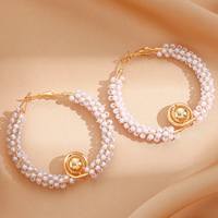 Pendientes de Perlas Circulares Estilo Pañuelo de Lujo Ligero de la Marca Coreana Heavy Industry, Elegantes y de Diseño para Mujer