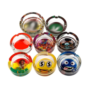 Design créatif, cendrier rond en verre avec logo personnalisé pour cigarettes, boîte d'emballage, accessoires pour fumeurs, cendrier - Product Image 1