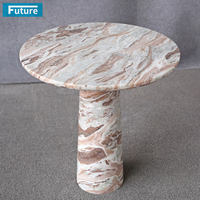 Table basse ronde en marbre violet naturel, design minimaliste, taille personnalisée, 100% pierre naturelle, pour salon