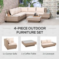 AJUNION Mobilier d'Extérieur Design Moderne Ensemble de Salon de Jardin en Rotin Tressé à la Main avec Canapé d'Angle