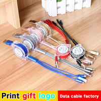 Produsen langsung tiga-dalam-satu kristal pengisi daya USB kabel Data pengisian tipe c dapat ditarik untuk ponsel