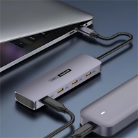 HUB 4-en-1 USB 3.2 4 ports Type C en alliage d'aluminium, adaptateur d'extension, transfert de données 10G, charge, stock d'usine, HUB Type C 2x2