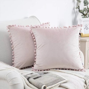 Derniers meubles décoratifs Velours luxe uni dentelle boule oreiller décoration de la maison taie d'oreiller <span class=keywords><strong>coussin</strong></span> - Product Image 2
