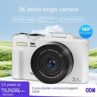 Mini caméras vidéo compactes roses Caméscope 5K avec écran rabattable 3 "180 ° Zoom 18X 5K 75MP Appareil photo numérique de poche vintage