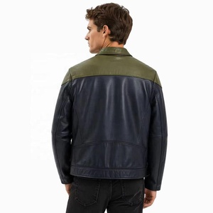 Chaqueta Trucker OEM de Cuero Genuino en Contraste, Diseño Personalizado para <span class=keywords><strong>Hombre</strong></span>, Dos Tonos, Cuero Vacuno de Primera Calidad, Logotipo Aplicado, Fabricante de Prendas de Abrigo - Product Image 2