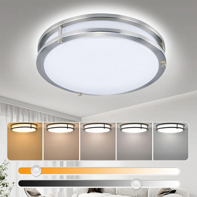 2025 Modern LED Ceiling Light 24W Flush Mount Acrylic Cover Steel Base IP44 Waterproof for Hotel/Living Room Indoor Lighting