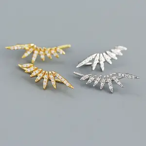 Ouj 2023 한국 비대칭 독특한 디자인 귀여운 빛나는 다이아몬드 지르콘 금속 925 실버 스터드 귀걸이 여성용