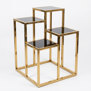 Gold PVD Metal Coffee <b>Table</b> Modern Multi-Tier <b>Side</b> <b>Table</b> Simple Design <b>Black</b> Glass Top Home Office & Living Room Furniture - Product Image 1