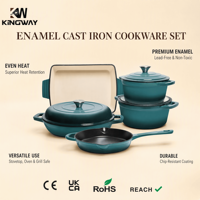 Ensemble de 8 ustensiles de cuisine modernes en fonte émaillée antiadhésifs, comprenant une casserole, fabrication chinoise, pour la cuisine domestique et les réceptions