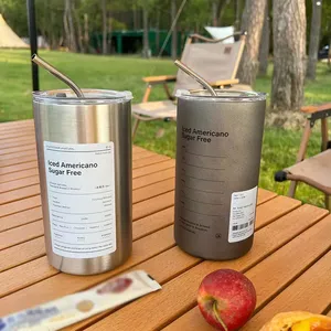 Tùy chỉnh thép không gỉ cốc cà phê thermoses đôi tường chân không Flask cách nhiệt Cup xách tay Ice Coffee Mug Tumbler với rơm