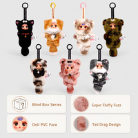 MM Sugar Baby Milk Candy Cat Plush Blind Box, Porte-clés chat Kawaii avec visage en PVC, design à queue extensible, 7 styles, Cadeau surprise