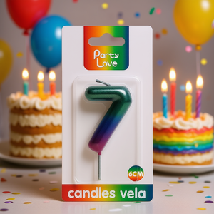 Vela de Cumpleaños con Número 7 de 6 cm, Color Arcoíris, Decoración para Pastel - Product Image 3