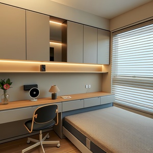 Eco-Friendly Wood Modular Wardrobe Storage Tatami Bed <b>Desk</b> <b>Bookshelf</b> for Home Apartment Wooden Beds Frame Bedroom Sets Wood Bed - Product Image 2