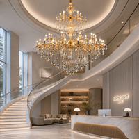 Lustre en cristal doré multi-niveaux sur mesure, grand luminaire suspendu de luxe pour hall d'hôtel, villa, projet de hall