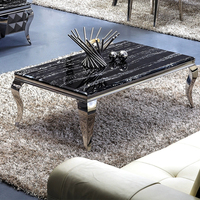Fabricants chinois de tables basses en acier inoxydable miroir argenté, tables basses noires pour salon