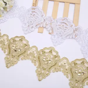 Pullu DIY aksesuarları aplike dekor düğün parlak nakış kırpma dantel Trim