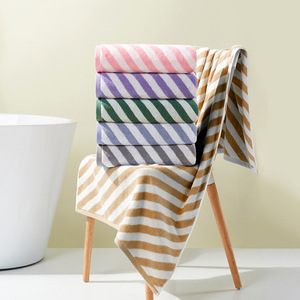 Pure Cotton Striped <b>Bath</b> <b>Towel</b> <b>Set</b> 70x140Cm Thickened Twill Skin Friendly Multi Color Home Use - Product Image 4