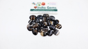 Ónix Sintético (Creado en Laboratorio) de Calidad AAA+ con Banda, Cabujón Pulido, Piedra Suelta con Juego de Color, Sin Agujero para Fabricación de Joyas - Product Image 3