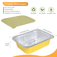 Boîtes à emporter en aluminium doré avec couvercles, personnalisation de l'étiquette OEM, plusieurs tailles