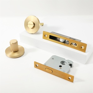 Manija de <span class=keywords><strong>Puerta</strong></span> Corredera de Cobre Puro para Apertura de Emergencia con Cerradura, <span class=keywords><strong>Dorado</strong></span>/Negro, Moleteada, Herraje Premium para Interiores de Baño - Product Image 1