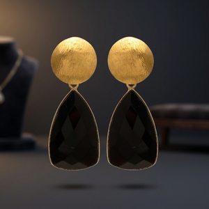 Boucles d'oreilles pendantes en argent sterling faites à la main avec pierre précieuse onyx noir, boucles d'oreilles tendance pour enfants, style géométrique bohème - Product Image 3