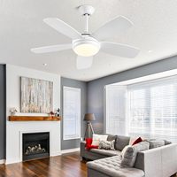 Ventilateur de plafond moderne nordique silencieux à LED avec moteur DC, télécommande, 5 pales, pour salon, salle à manger, cuisine, 85-265V, 42 pouces