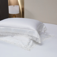 Ensemble de literie en dentelle blanche pure, tissu soyeux et lisse, housse de couette, drap, taies d'oreiller, ensemble quatre pièces pour la maison, l'hôtel, la chambre à coucher