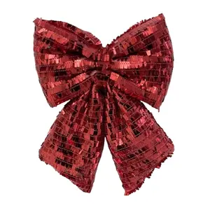 Xmas Decoration Supplies Ribbon Wreath Christmas Bows Red Glitter Design Christmas Decorations Bow Christmas Tree Bow