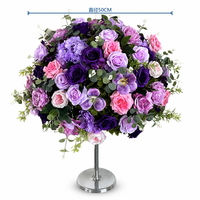Boule de fleurs artificielles en rose violette et hortensia, arrangement floral pour centre de table de mariage, décoration pour événements et fêtes