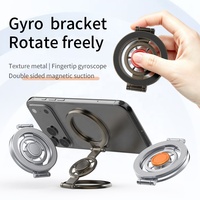 Support de téléphone universel magnétique double face avec béquille pliable, rotation à 360 degrés, en alliage de zinc, avec anneau de maintien pour doigt