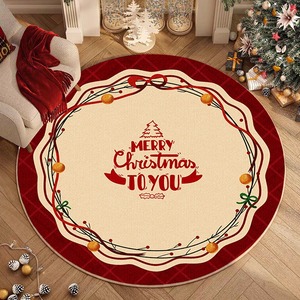 Tapis rond à motifs de renne d'arbre de père Noël pour décor de vacances ajoutant une joie festive - Product Image 1