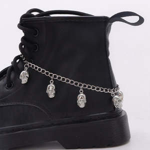 Skull Pendant Metal <b>Chain</b> For <b>Boots</b> Unisex Fashion Accessory Daily Wear Zinc Alloy <b>Chain</b> Decorative Shoe Jewelry - Product Image 2