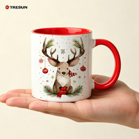 Tasse à café en céramique personnalisable avec logo, impression couleur de haute qualité, personnalisable, 11/15 oz, sublimation, Noël