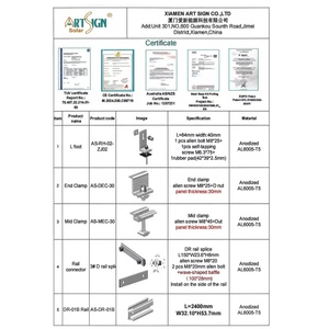 Kit complet de fixation de panneaux solaires <span class=keywords><strong>pour</strong></span> toit plat, système de fixation robuste avec profilés en D, serre-câbles et pieds en L <span class=keywords><strong>pour</strong></span> zones à fort vent |   ArtSign - Product Image 3