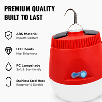 Lampe de camping d'urgence LED rechargeable ; Lampe d'éclairage extérieur portable à batterie haute capacité, étanche IP44, rechargeable par USB