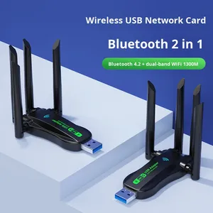 Tarjeta de red inalámbrica USB con Gigabit de doble banda para adaptador <span class=keywords><strong>Bluetooth</strong></span> 2,4/5G ordenador <span class=keywords><strong>Wifi</strong></span> receptor sin controlador para ordenador portátil - Product Image 6