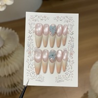 10 pièces de faux ongles faits à la main avec diamants et ongles en forme d'amande pour femmes