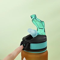 Botella de agua con marcador de tiempo, accesorio ecológico de 32oz, 1L, libre de BPA de tritan, grande, para fitness, gimnasio, deporte, motivacional
