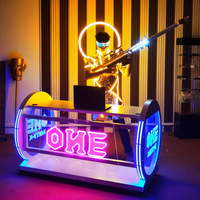 Table de DJ en métal avec logo personnalisable et lecteur de disques LED Meubles de fête Cabine de DJ pour boîtes de nuit Présentoirs en treillis